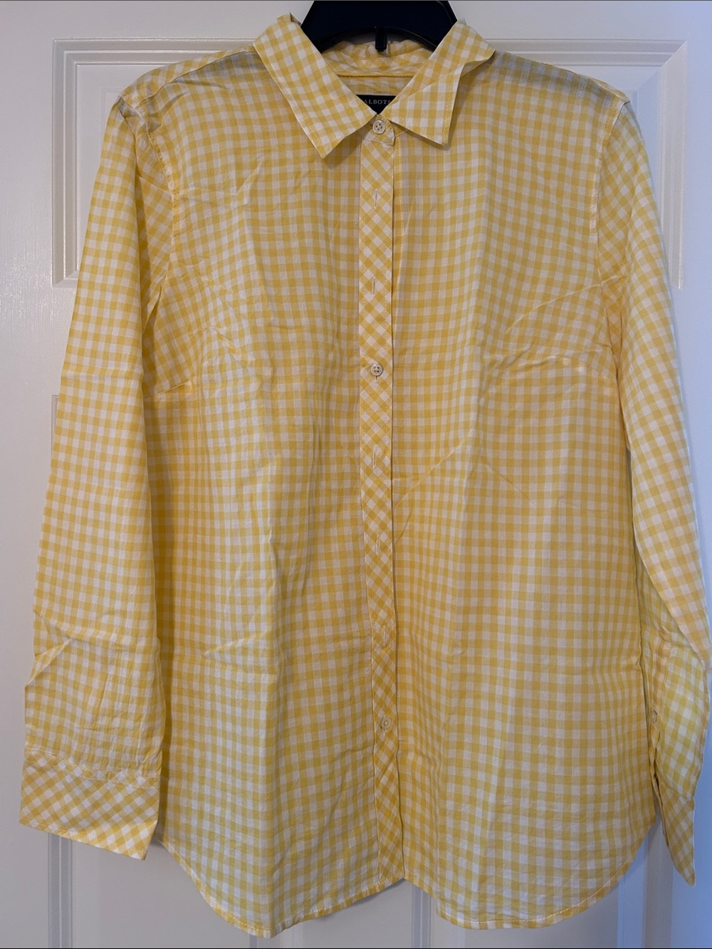 Talbots Yellow and White Gingham Button-Down Shirt